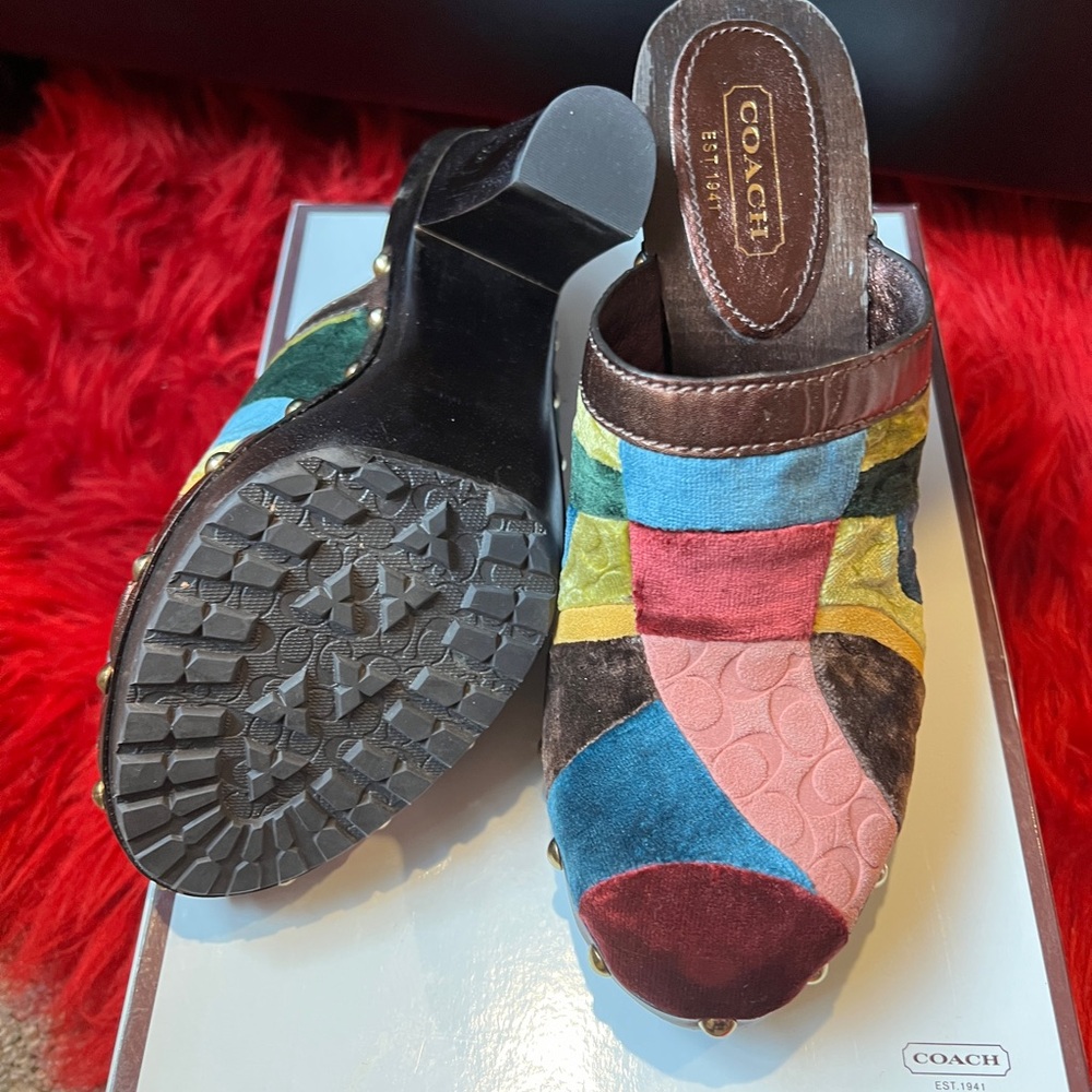 Coach Women's Colorful Patchwork Mules - Picture 3 of 3